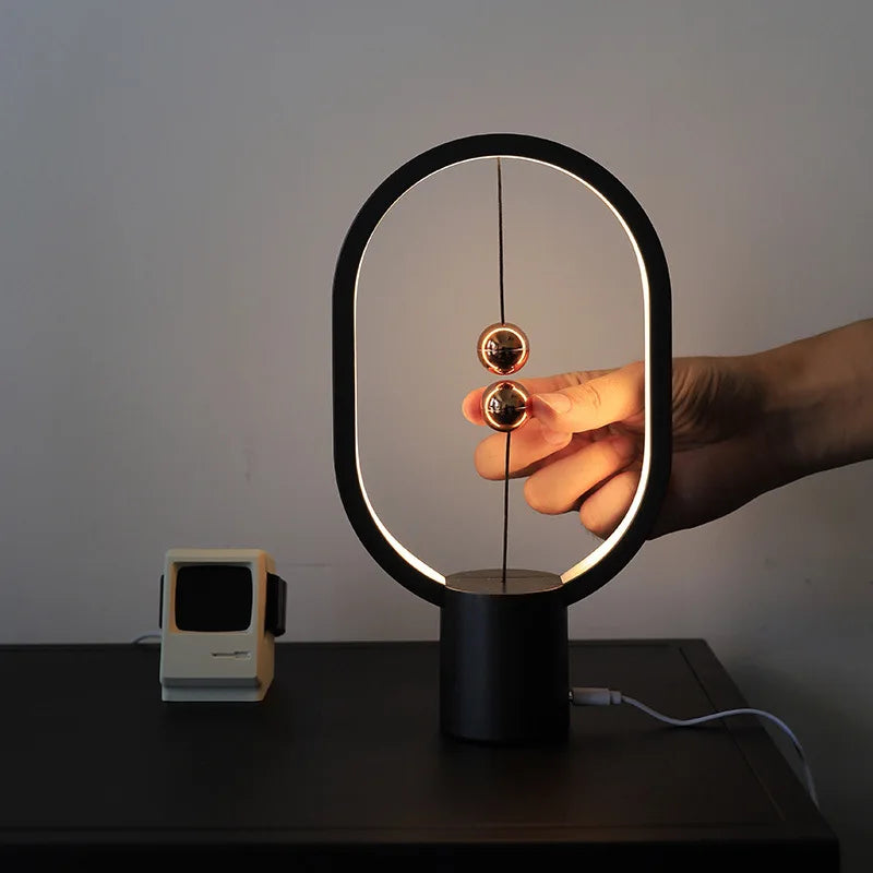 USB Powered Mini Balance LED Table Lamp – Unique Magnetic Touch Dimming Design, Warm White Light, Modern Home Decor-5