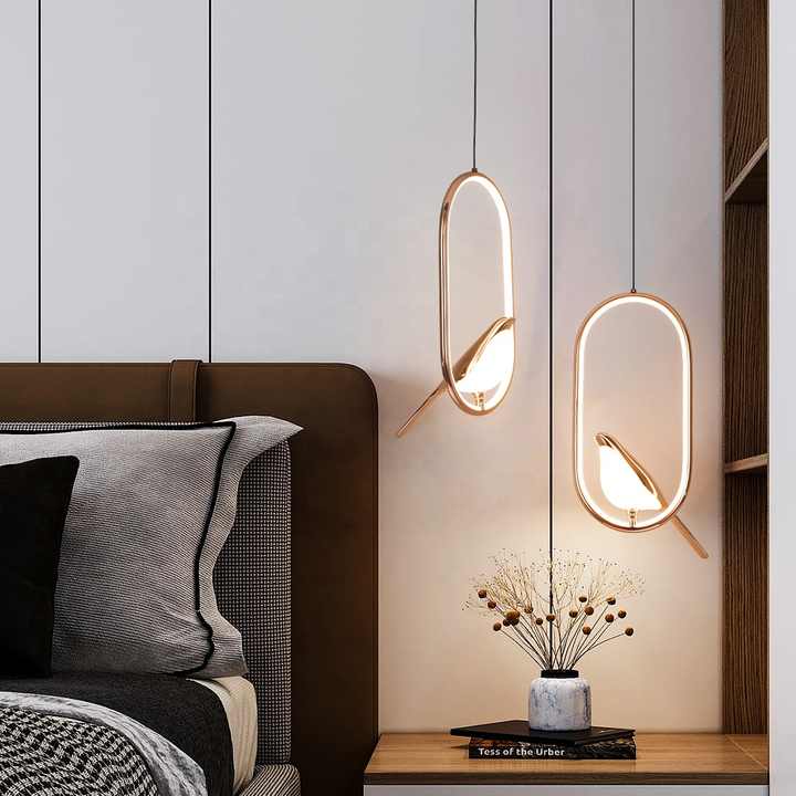 Luxury Glass Pendant Light with Golden Bird Design – Elegant Kitchen Hanging Light, 12-Inch Ceiling Fixture-3