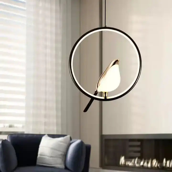 Luxury Glass Pendant Light with Golden Bird Design – Elegant Kitchen Hanging Light, 12-Inch Ceiling Fixture-6