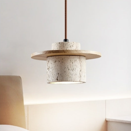 Travertine Pendant Light – Natural Stone Design, Modern Ceiling Light