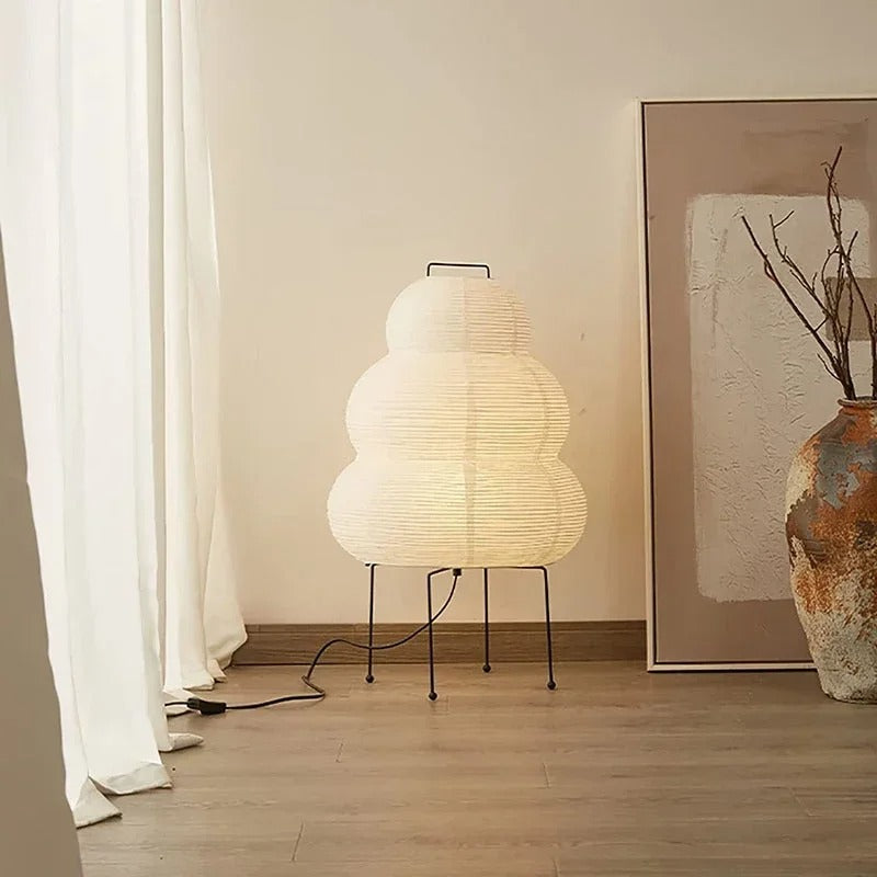 Japanese Washi Floor Lamp – Spherical Rice Paper Design for Soft Diffused Light, 40cm Diameter, E27 Bulb Compatible 2