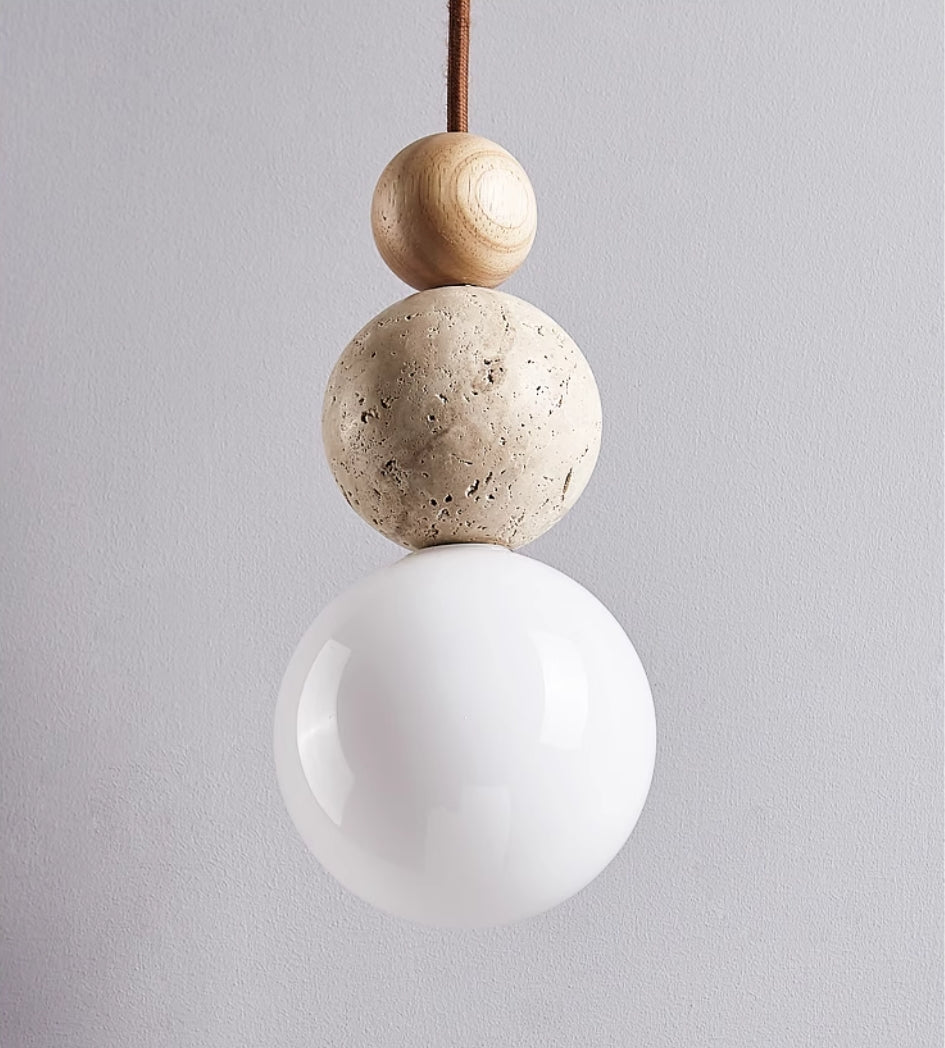 Variant image for Modern Travertine Pendant Light – Rustic Lava Stone Hanging Light for Kitchen Pendant Lighting, Warm Atmosphere-2