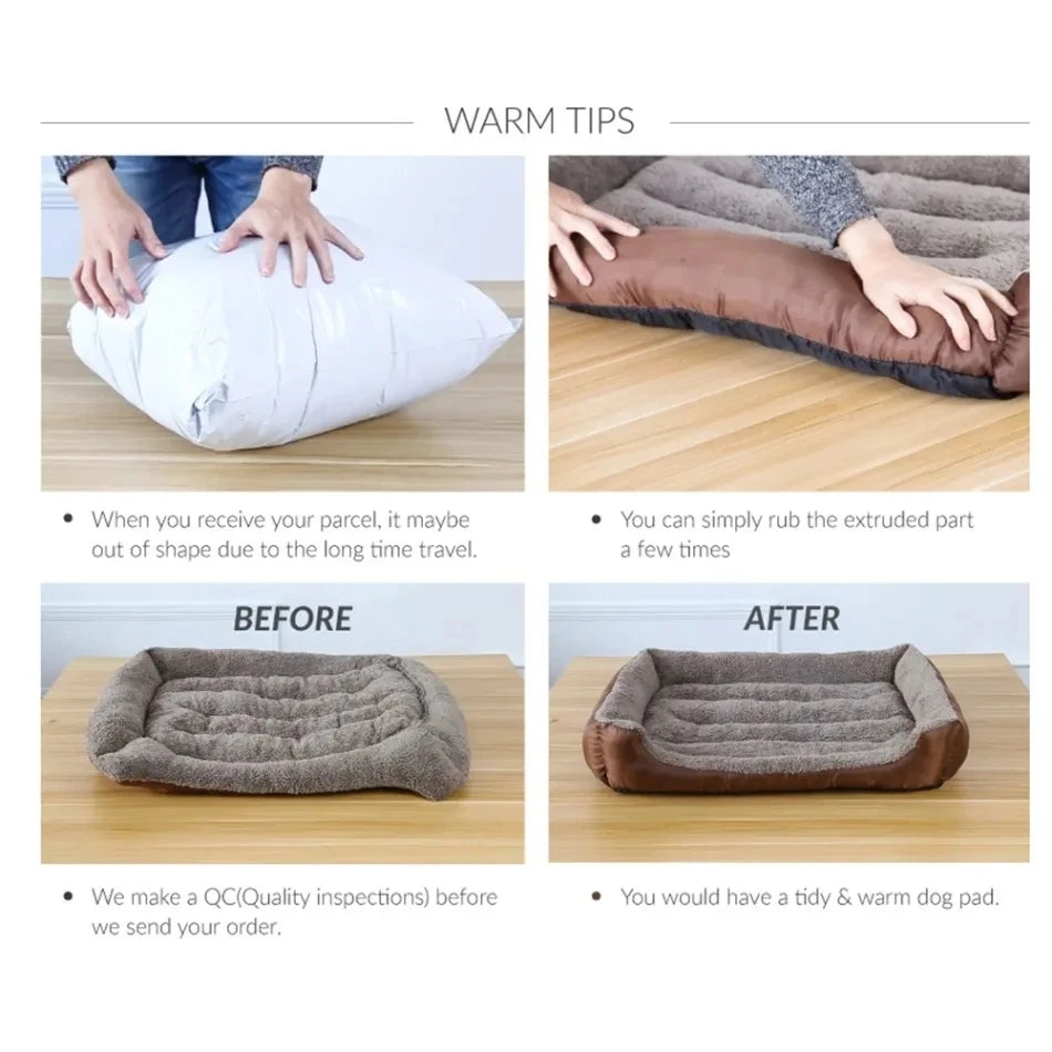 Large Washable Dog Bed - Plush Waterproof Mattress for Comfort in All Seasons