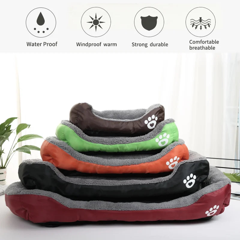 Large Washable Dog Bed - Plush Waterproof Mattress for Comfort in All Seasons