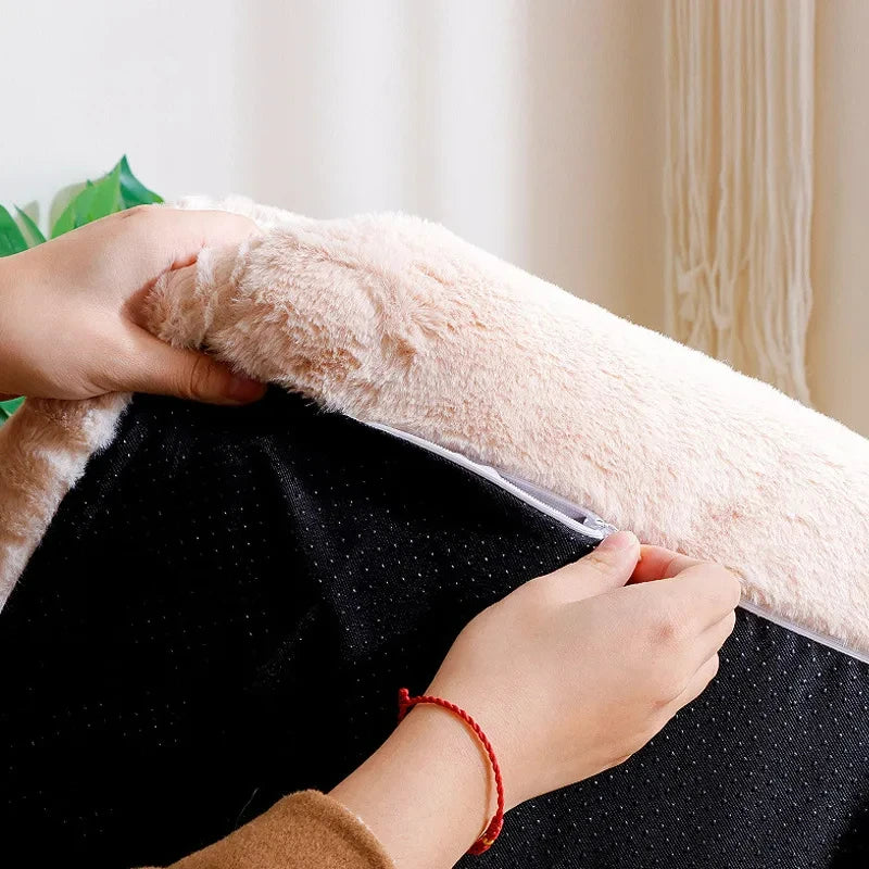 Luxury Plush Cat Bed Sofa - Cozy Winter Nest with Pillow for Small to Medium Pets