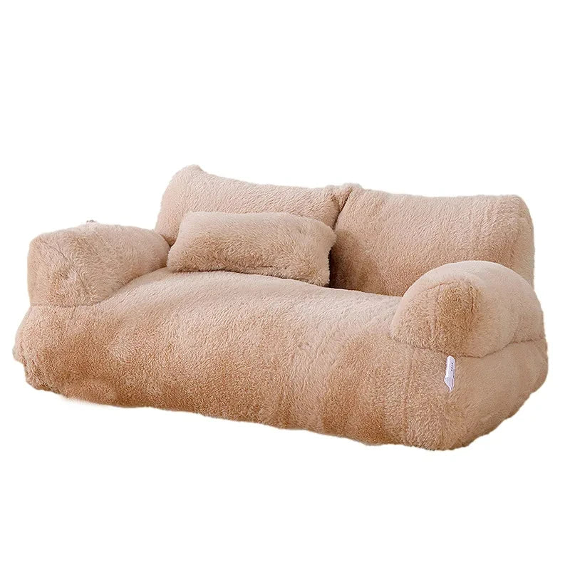 Luxury Plush Cat Bed Sofa - Cozy Winter Nest with Pillow for Small to Medium Pets