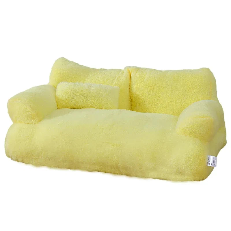 Luxury Plush Cat Bed Sofa - Cozy Winter Nest with Pillow for Small to Medium Pets