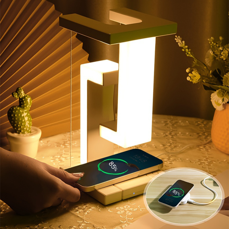 Magnetic Levitating LED Table Lamp with Wireless Charging – Modern Anti-Gravity Design, Compact ABS Plastic