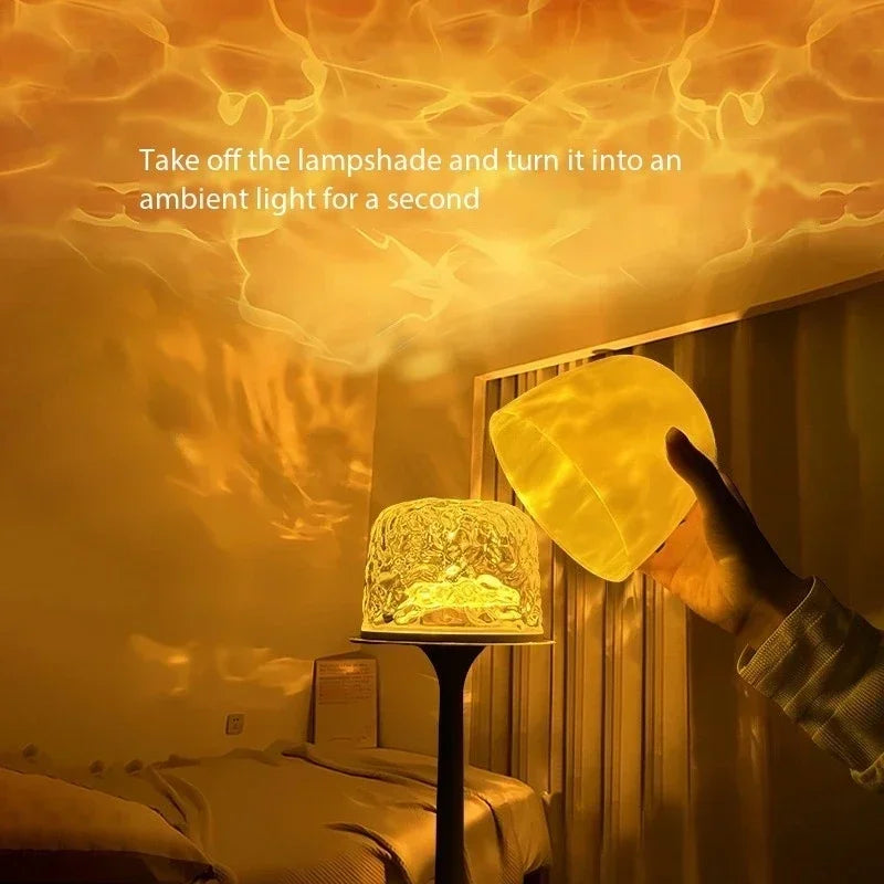 Mushroom Table Lamp - Water Ripple Projection Bedside Table Lamp for Relaxing Bedroom Ambiance 2