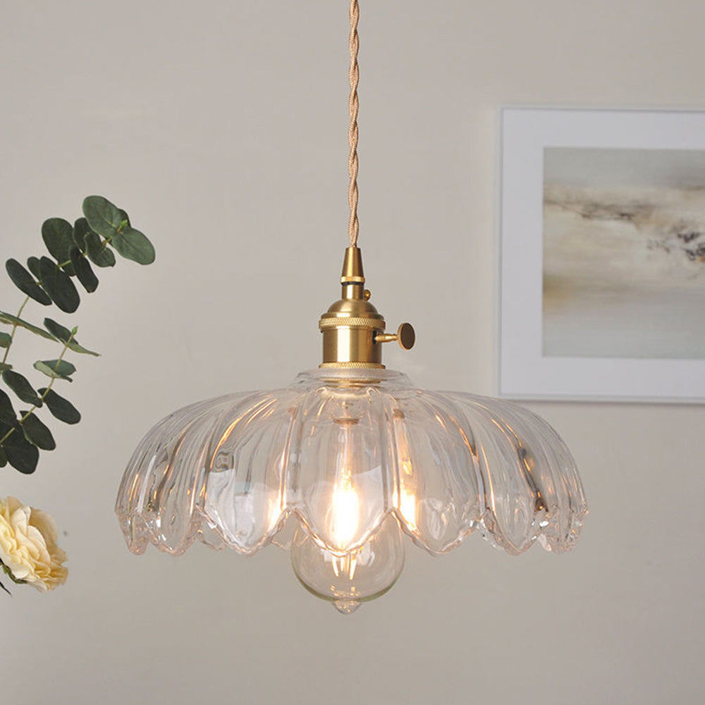 Vintage Floral Hanging Lamp – Elegant Glazed Ceramic Pendant Light for Home Decor