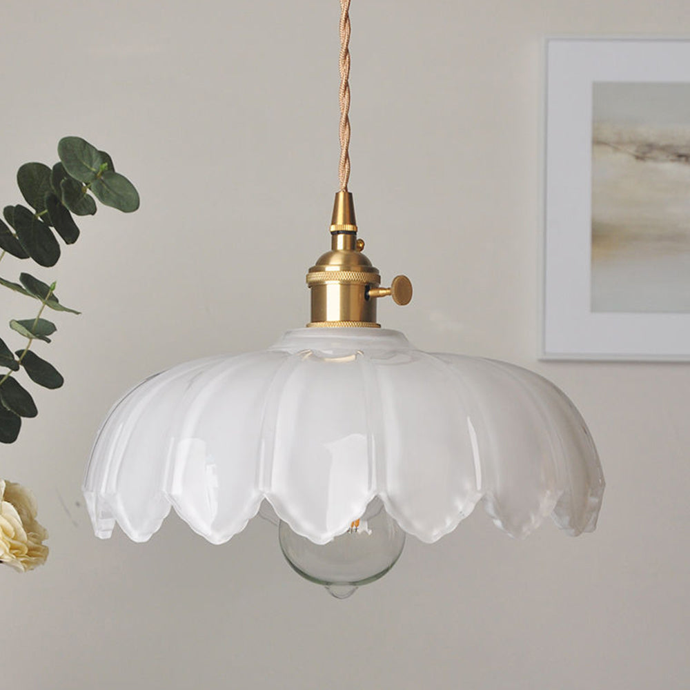 Vintage Floral Hanging Lamp – Elegant Glazed Ceramic Pendant Light for Home Decor