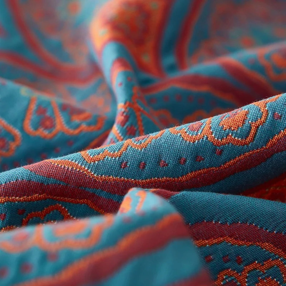 Reversible Cotton Summer Blanket with Ginkgo Leaf Design – Lightweight and Breathable 5