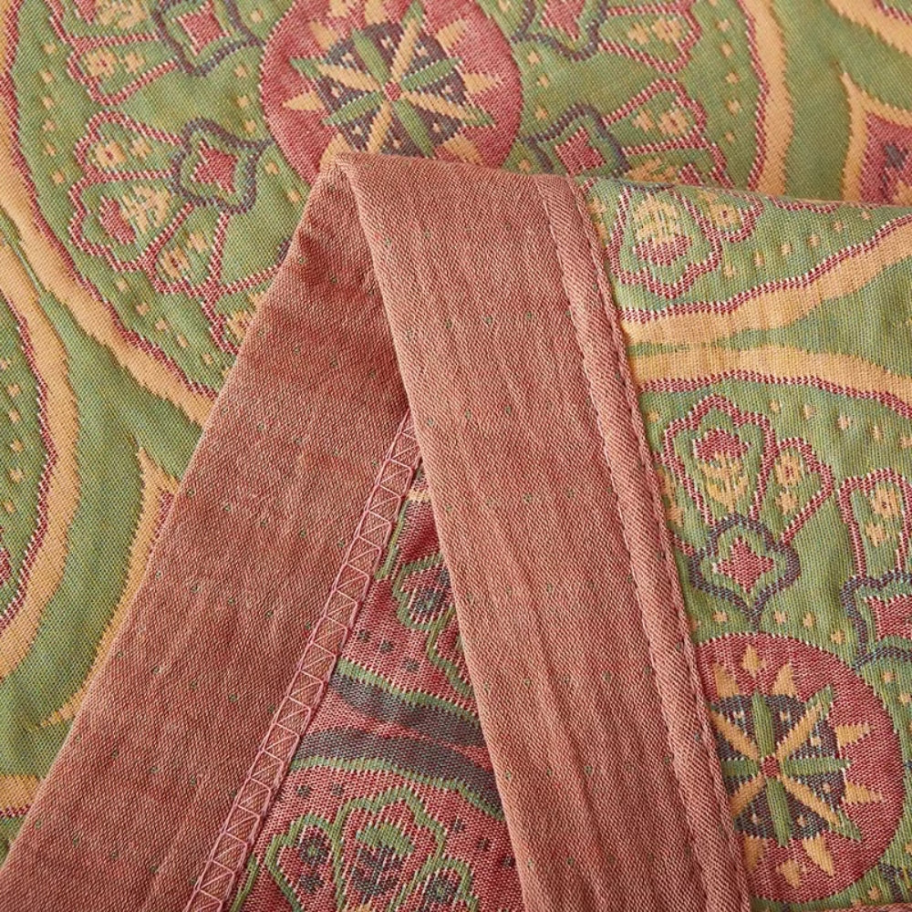 Reversible Cotton Summer Blanket with Ginkgo Leaf Design – Lightweight and Breathable 7