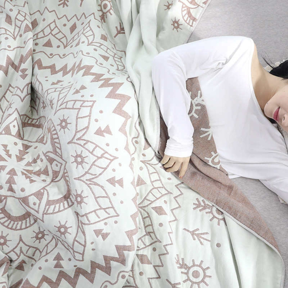 Reversible Cotton Throw Blanket with Mandala Art Pattern – Soft, Breathable Home Decor for All Seasons 4