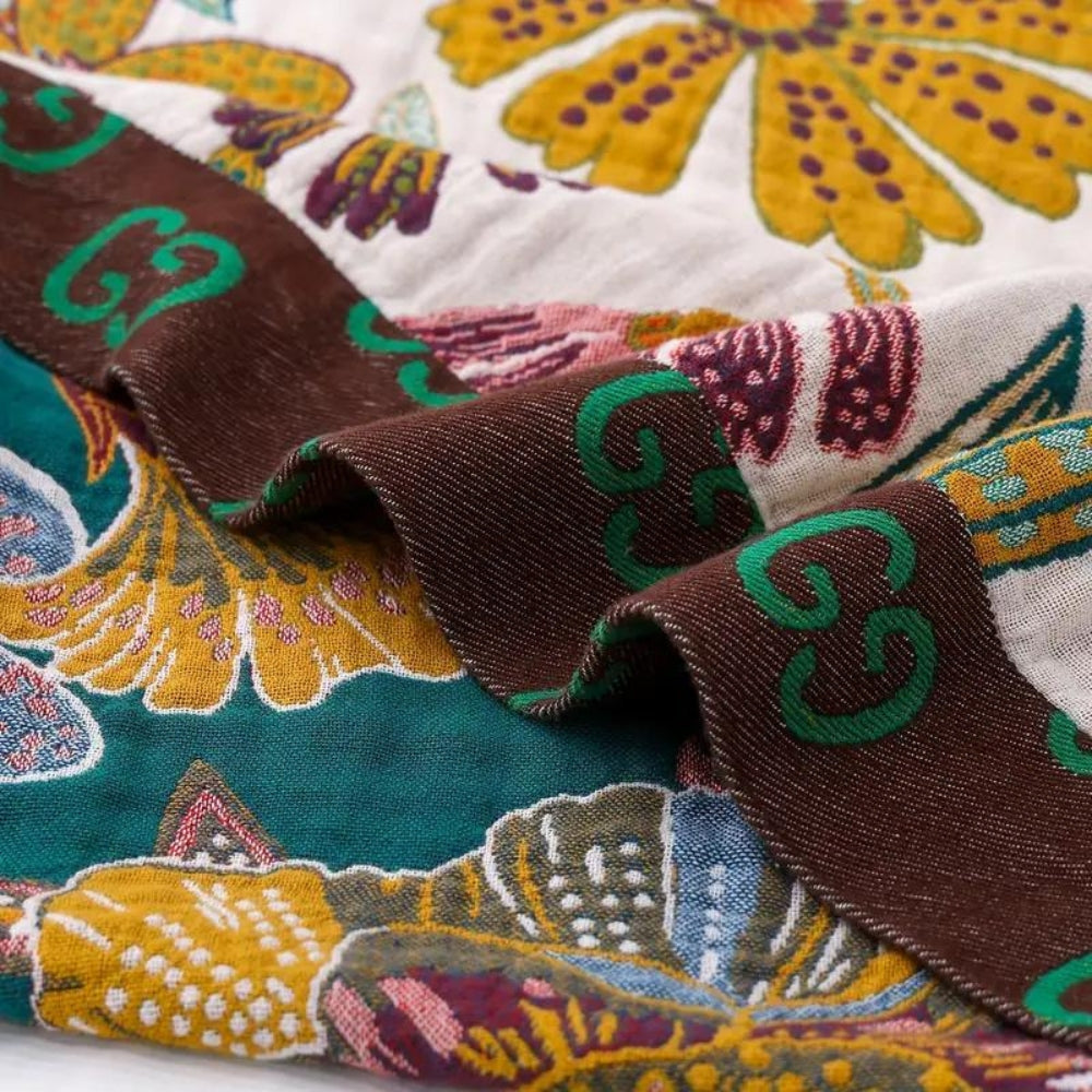 Reversible Floral Cotton Throw Blanket – Cozy Decorative Coverlet for Sofa and Bed, All-Season Comfort 4