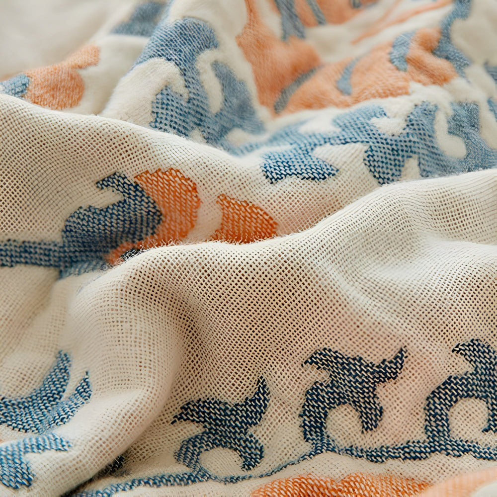 Rustic Floral Reversible Cotton Throw Blanket – Soft Eco-Friendly Bedding for Beds and Sofas 4