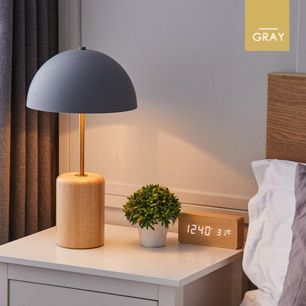 Modern Minimalist Table Lamp – Dimmable Bedside Lamp with Wood and Metal Design for Bedroom and Study