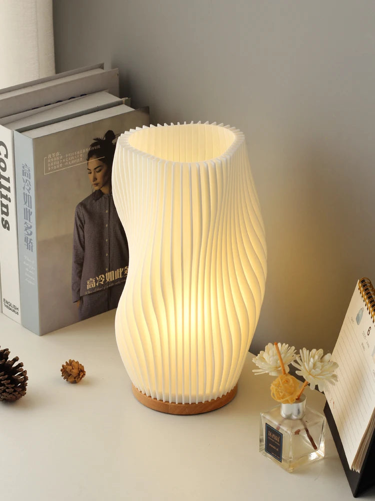 3D Printed French Cream Desk Lamp – Elegant Small Table Lamp for Bedroom and Coffee Shop Lighting-1