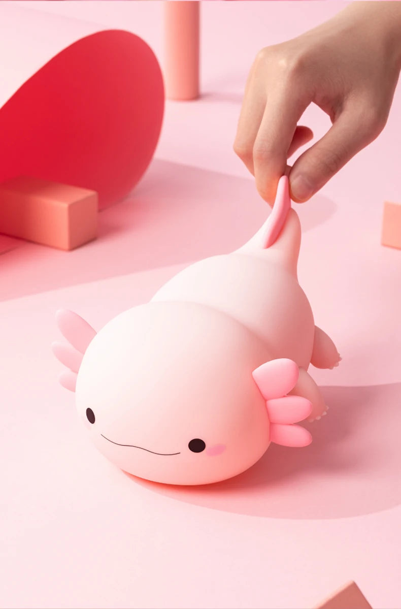 Axolotl LED Night Light - Soft Pink Glow, Touch Control, Perfect for Bedtime and Relaxation