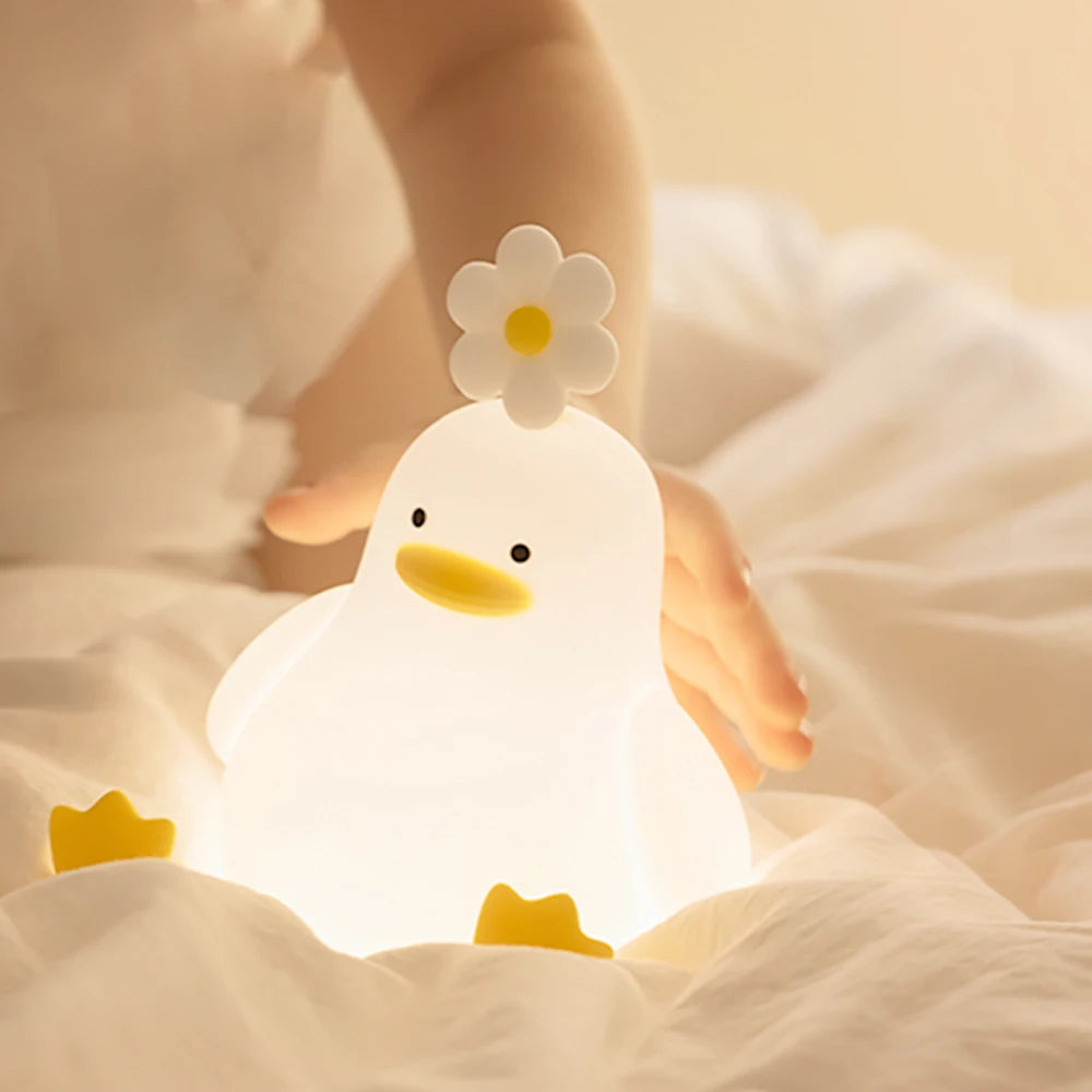 Cute Duck LED Night Light - Rechargeable, Touch Sensor, Portable, Soothing Glow for Kids and Adults