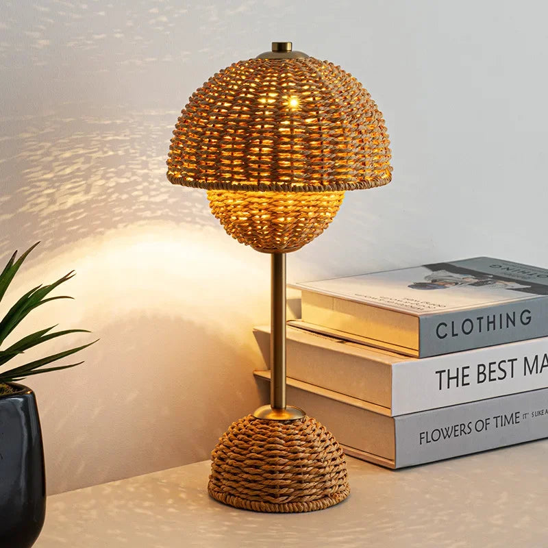 Stylish American Desk Lamp with Hemp Rope Design and LED Light – Ideal for Living Room and Bedroom-1