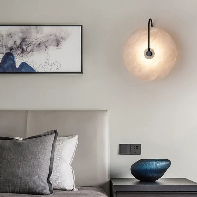 Modern LED Wall Sconce Light in Marble and Iron Design for Bedroom, Living Room, and Hallway – Energy-Efficient Wall Lamp-4