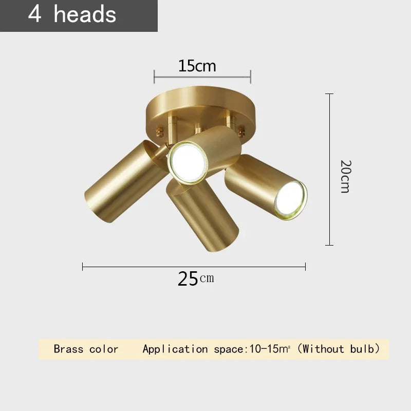 Variant image for Adjustable Postmodern Ceiling Lamp with 2/3/4 Heads – Brass Iron Spotlight for Aisles and Corridors-4
