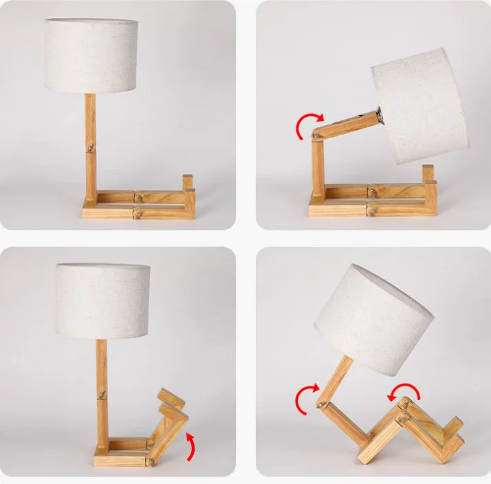 Creative Wooden Robot Table Lamp – Stylish Modern Bedside Lamp for Bedroom and Desk Decor-5