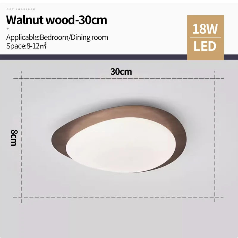 Variant image for Modern Nordic Wood Grain LED Ceiling Light – Minimalist Fixture for Bedroom and Dining Room-10