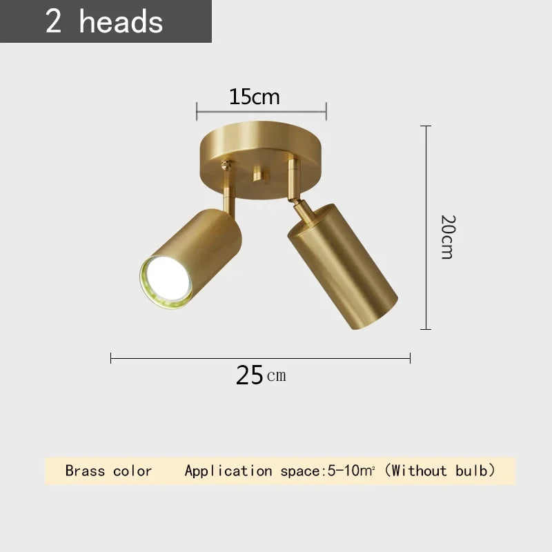 Variant image for Adjustable Postmodern Ceiling Lamp with 2/3/4 Heads – Brass Iron Spotlight for Aisles and Corridors-3