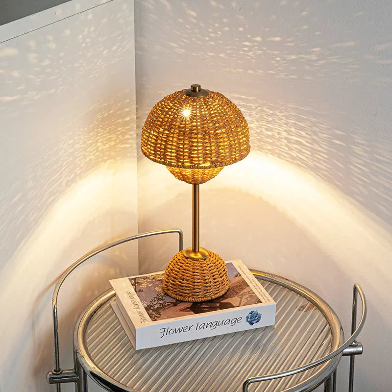 Stylish American Desk Lamp with Hemp Rope Design and LED Light – Ideal for Living Room and Bedroom-3