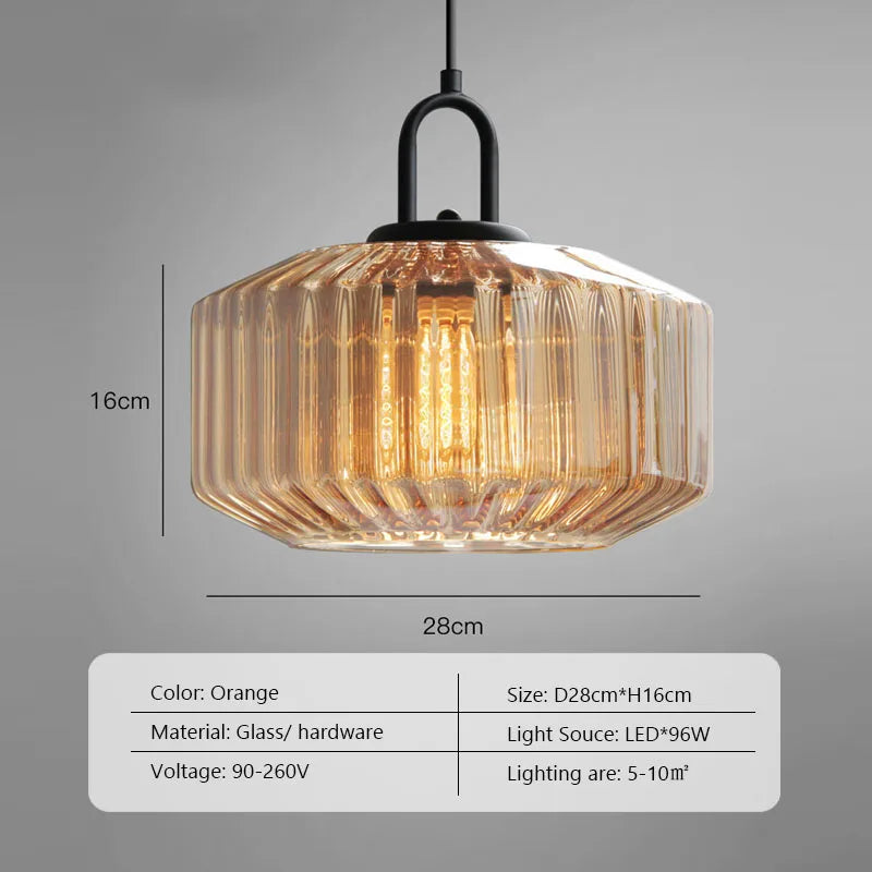 Variant image for Nordic Vintage Glass Pendant Light – 28cm Hanging Light for Kitchen and Dining Room-2