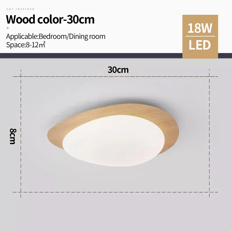 Variant image for Modern Nordic Wood Grain LED Ceiling Light – Minimalist Fixture for Bedroom and Dining Room-14
