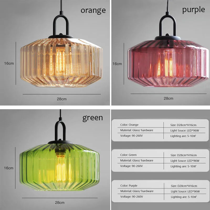 Nordic Vintage Glass Pendant Light – 28cm Hanging Light for Kitchen and Dining Room-5