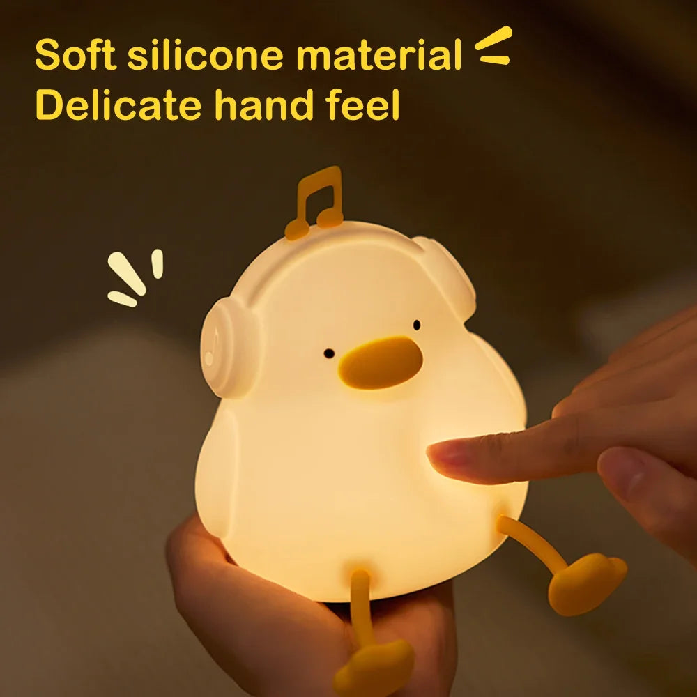 DJ Duck LED Squishy Night Light - Rechargeable, Touch Sensor & Portable