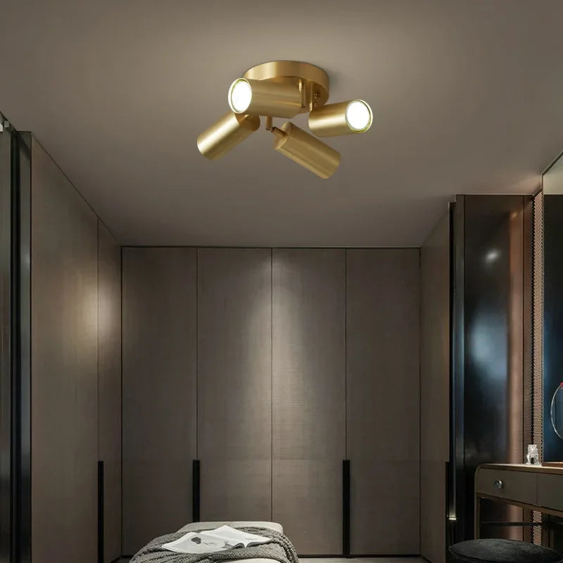 Adjustable Postmodern Ceiling Lamp with 2/3/4 Heads – Brass Iron Spotlight for Aisles and Corridors-3