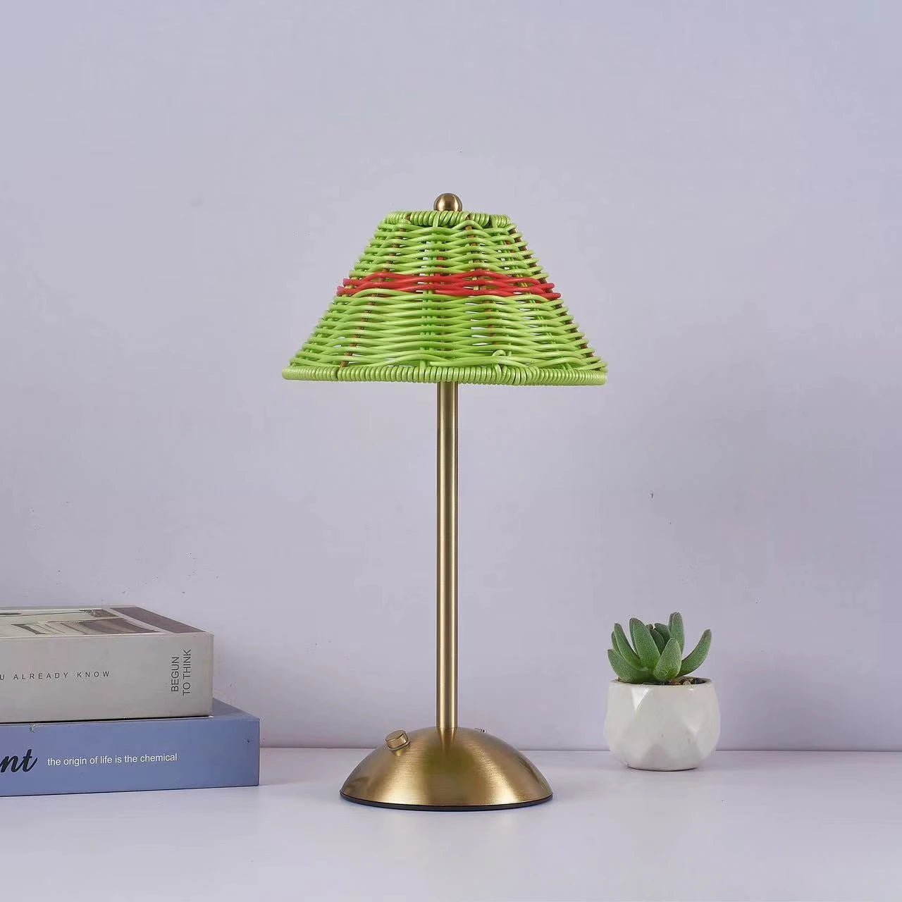 Variant image for Rechargeable Rattan Desk Lamp – Retro Cordless Table Lamp for Living Room, Small Size with Warm LED Light-3
