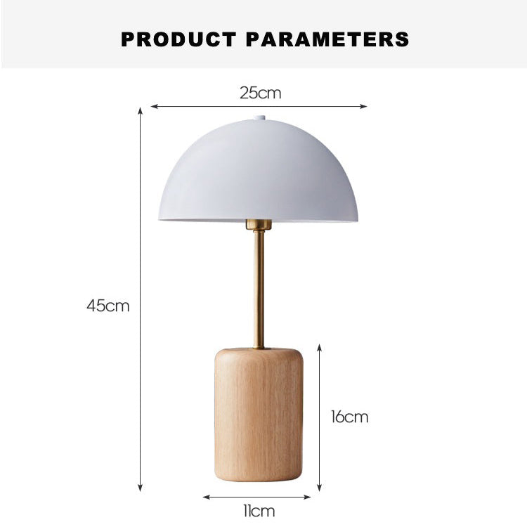 Modern Minimalist Table Lamp – Dimmable Bedside Lamp with Wood and Metal Design for Bedroom and Study