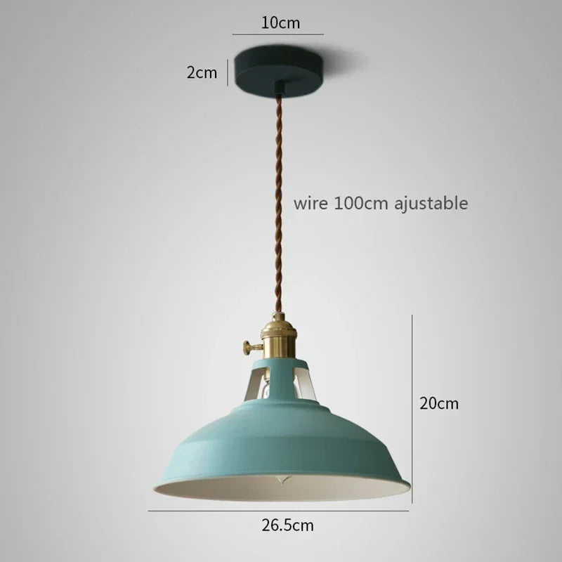 Colorful Industrial Pendant Light Fixture for Kitchen Island – Adjustable E27 Hanging Pendant Lighting-4