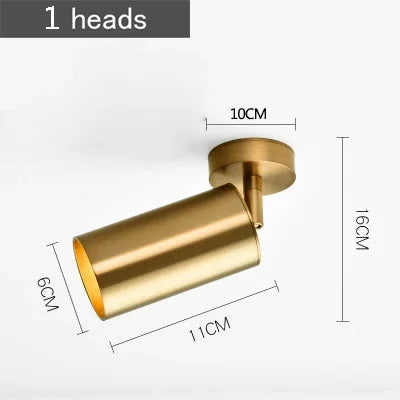 Variant image for Adjustable Postmodern Ceiling Lamp with 2/3/4 Heads – Brass Iron Spotlight for Aisles and Corridors-1