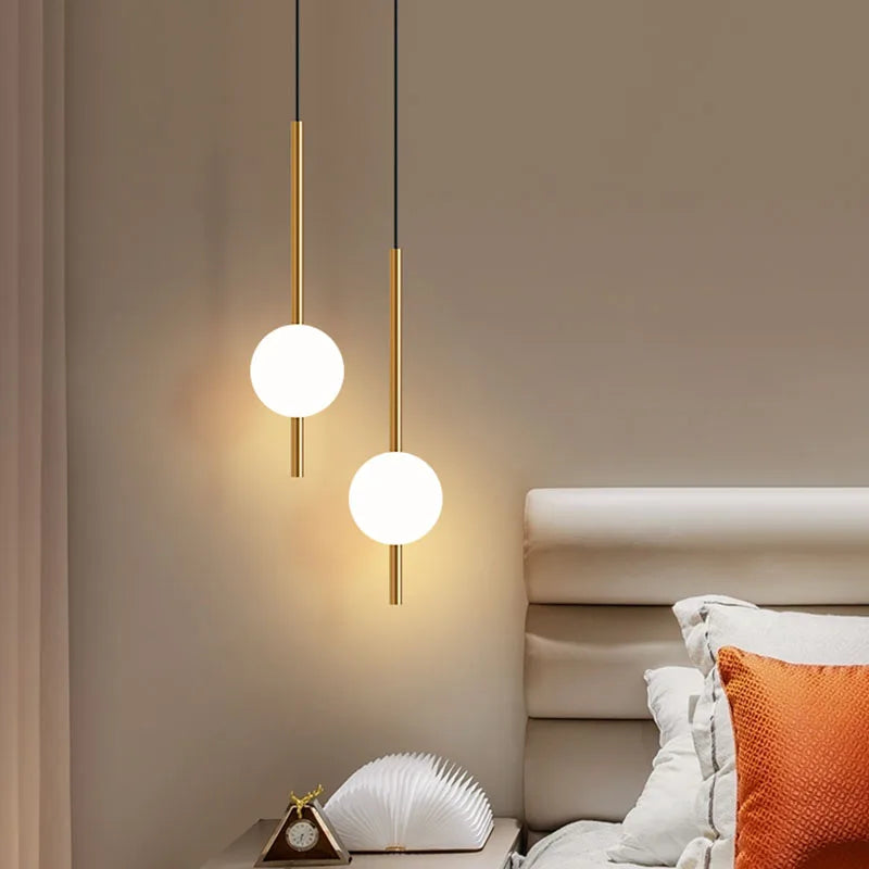 Nordic Black Pendant Light with Gold Finish – LED Hanging Light for Kitchen, Bedroom, and Dining Room-1