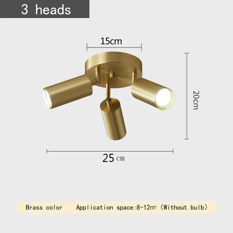 Variant image for Adjustable Postmodern Ceiling Lamp with 2/3/4 Heads – Brass Iron Spotlight for Aisles and Corridors-8