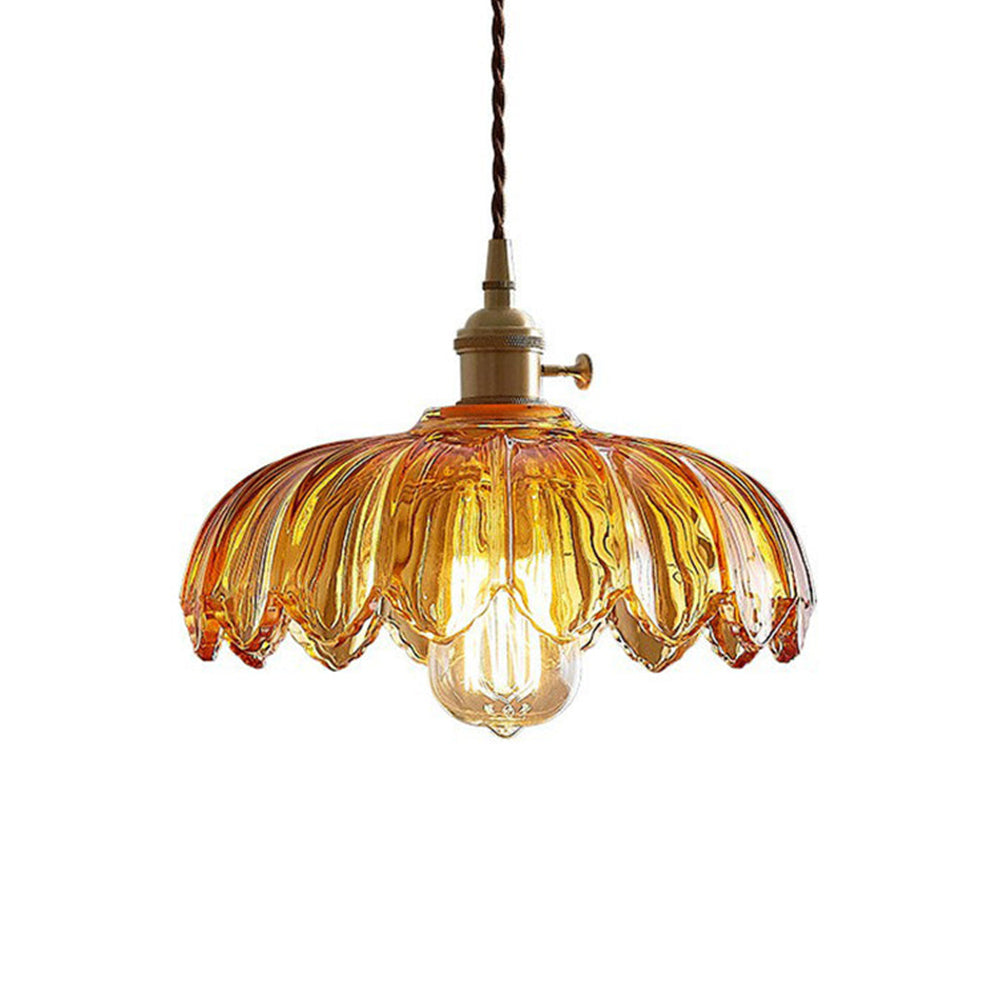 Vintage Floral Hanging Lamp – Elegant Glazed Ceramic Pendant Light for Home Decor