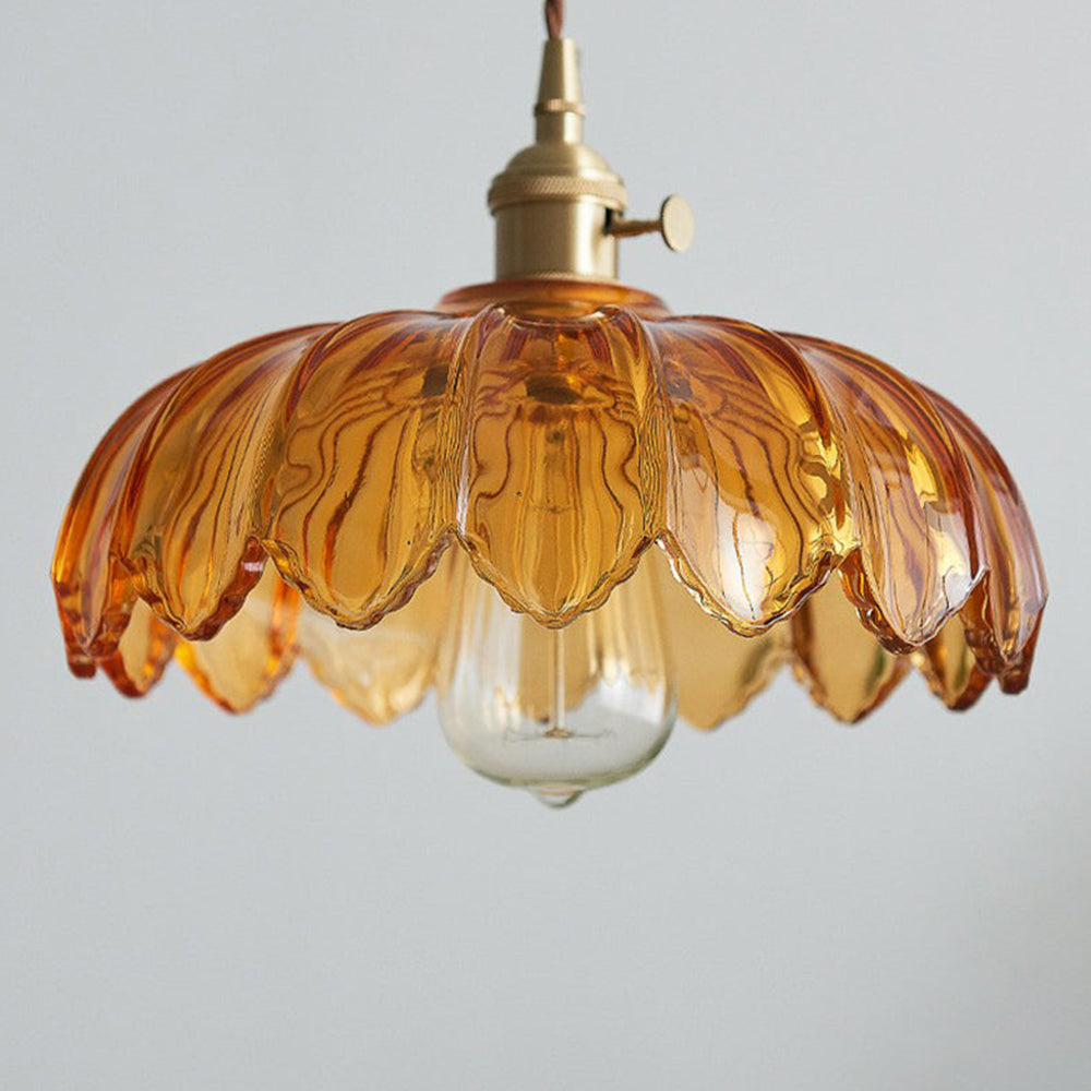 Vintage Floral Hanging Lamp – Elegant Glazed Ceramic Pendant Light for Home Decor