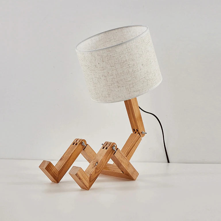 Variant image for Creative Wooden Robot Table Lamp – Stylish Modern Bedside Lamp for Bedroom and Desk Decor-2