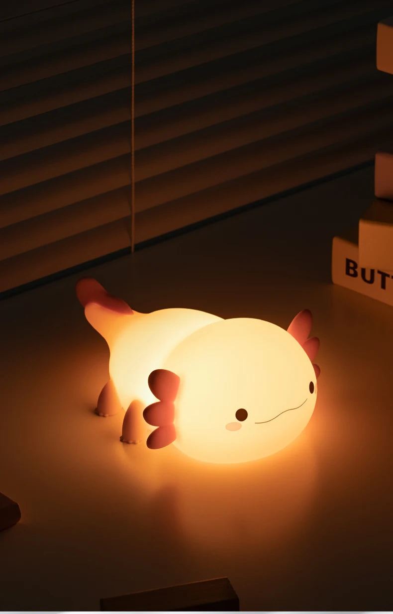 Axolotl LED Night Light - Soft Pink Glow, Touch Control, Perfect for Bedtime and Relaxation