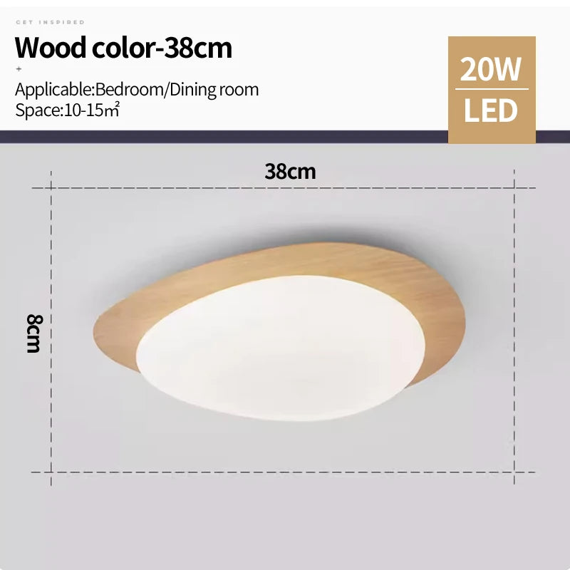 Variant image for Modern Nordic Wood Grain LED Ceiling Light – Minimalist Fixture for Bedroom and Dining Room-20