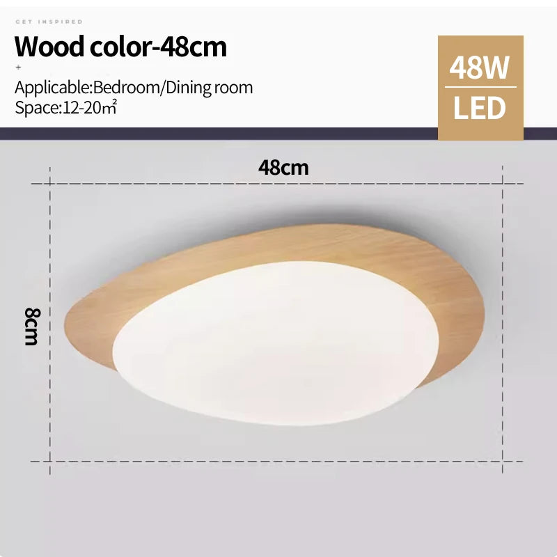 Variant image for Modern Nordic Wood Grain LED Ceiling Light – Minimalist Fixture for Bedroom and Dining Room-22