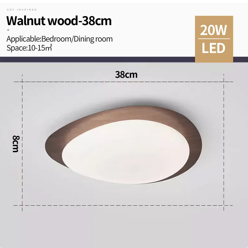 Variant image for Modern Nordic Wood Grain LED Ceiling Light – Minimalist Fixture for Bedroom and Dining Room-5