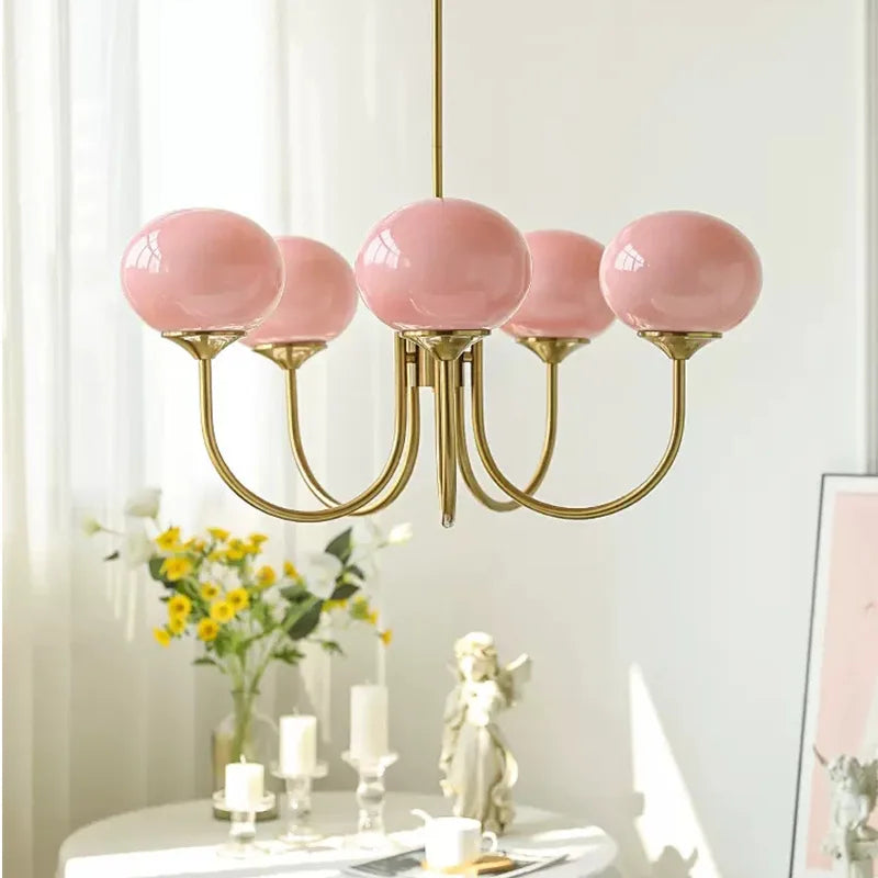 Nordic Designer Pink Chandelier Light for Children's Room – Warm Romantic Lighting-3